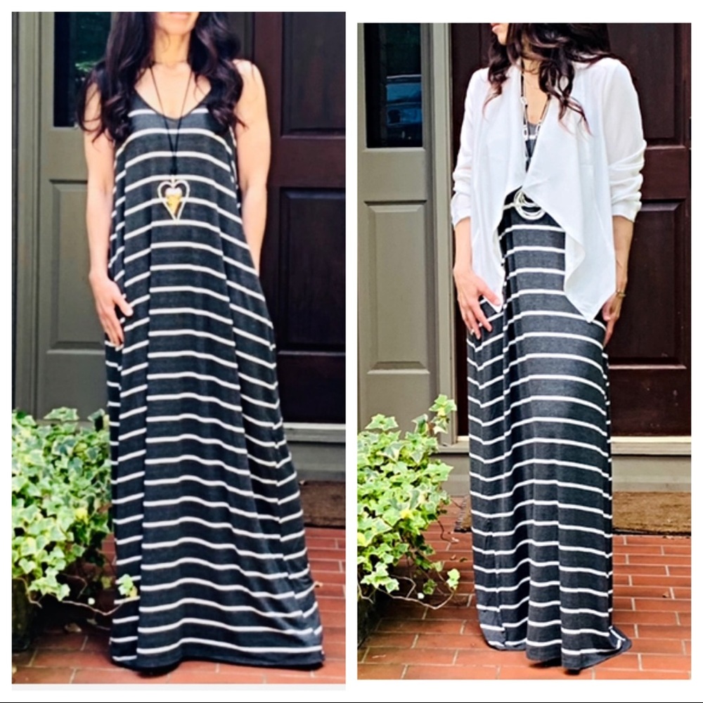 ✨LAST ONE ✨Cami striped side pocket maxi dress - Picture 2 of 8